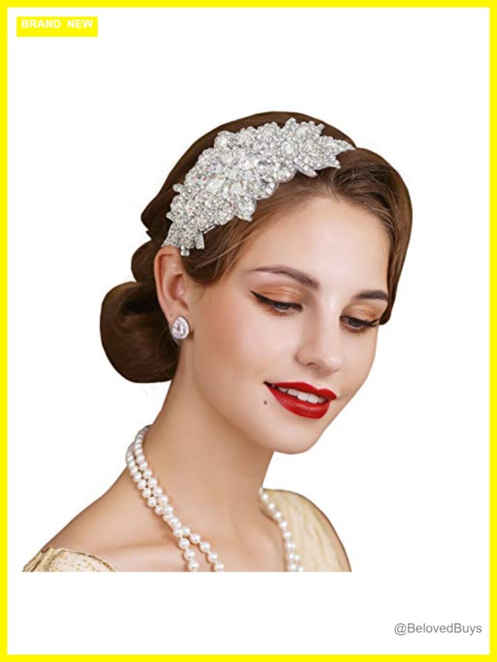 Rhinestone Flapper Headband Elastic 1920s Great Gatsby Hair Accessory